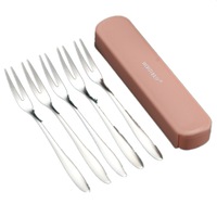 5 Pcs/Set Gold Fruit Fork Set 18/8 Stainless Steel Dessert Pick For Kids Cake Salad Kitchen