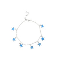 6Pcs Women Luminous Beach Pentagon Star Silver Chain Anklets