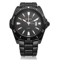 8110 Silver Black Date Sport Stainless Steel Strap Men Wrist Watch