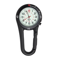 Black Clip On Carabiner With Rotating Bezel Luminous Face For Nurse Doctor Watch