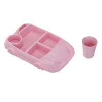 Cartoon Kids Dinnerware Set Bamboo Assembled Tableware With Plate Bowl Cup Picnic Kitchen Pnik