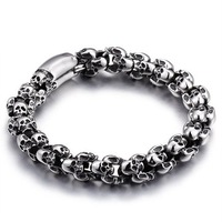 Casting Stainless Steel Skeleton Skull Chain Bracelet Men Silver Jewelry Gift