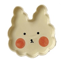 Cute Animal Ceramic Plate Breakfast Beef Dishes Cartoon Rabbit Frog Dessert Dish Fruit Snack Plate Animal Dish Dinnerware Set