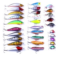 JIA-SETL30 30 PCS Minnow Fishing Lure Set 6 Models Fishing Tackle Plastic Hard Bait