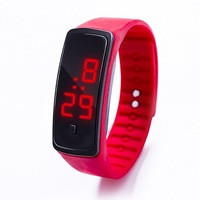 Led Digital Display Bracelet Children'S Students Silica Gel Sports Watch Red