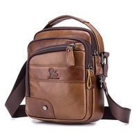 Men PU Leather Bag Multi-layer Cowhide Crossbody Bag