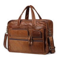 Men Leather Business Large Capacity Handbag Briefcase
