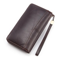 Men Soft Cowhide Multi-Function 28 Card Slot Wallet Solid Phone Purse