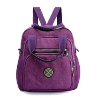 Women Lady Nylon Elegant Stylish Multipurpose Backpack Travel Shoulder Bag Dark Purple Colour
