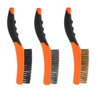 Stainless Steel Carbon Brass Anti Slip Wire Brush 260mm - 3pcs