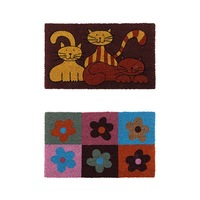 YES4HOMES 2 x Doormat for Front Door Entryway Outdoor Cursive Natural Coconut Coir Floor mat 45x75cm