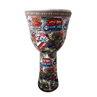 55cm Bongo Drum Graffiti Art Djembe Vegan Synthetic Skin Polymer Shell Musical