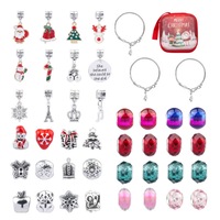 Jewellery Bracelet Making Kit Diy 44 Piece Christmas Themed Charms & Beads Gift