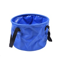 10L Children's Toy Bucket Portable Folding Small Fishing Bucket Outdoor PVC Fishing Bucket Blue