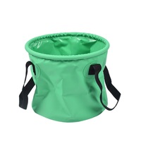 20L Children's Toy Bucket Portable Folding Medium Fishing Bucket Outdoor PVC Fishing Bucket Green