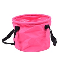20L Children's Toy Bucket Portable Folding Medium Fishing Bucket Outdoor PVC Fishing Bucket Pink