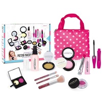 Kid Girls Makeup Set tool Eco-friendly Cosmetic Pretend Play Kit Princess Toy Red Bag