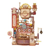Robotime ROKR Chocolate Factory Marble Run 3D Wooden Puzzles DIY Marble Run Model Kit LGA02