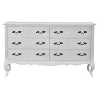 Alice Dresser 6 Chest of Drawers Storage Cabinet Distressed White