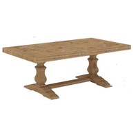 French Provincial Dining Table Hamptons Pedestal Wooden Solid Pine - 304 cm