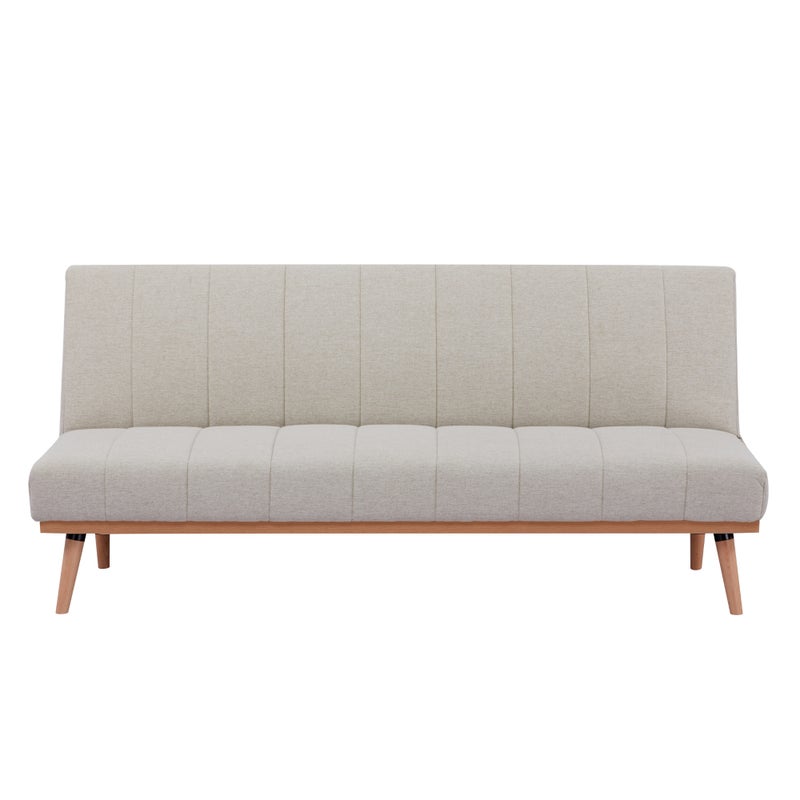 Monroe 3 Seater Sofa Futon Bed Fabric Lounge Couch – Beige