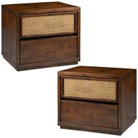 Sharon Set of 2 Bedside Table Rubber Wood 2 Drawers Storage Cabinet Nightstand