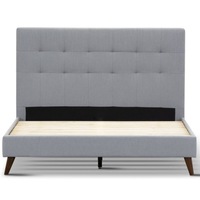 Volga Double Bed Platform Frame Fabric Upholstered Mattress Base - Grey