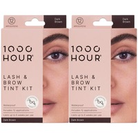 1000 Hour Plant Extract Eyelash & Brow Dye Kit Natural Dark Brown 2x Value Pack