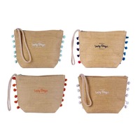 Beach Pom Pom Clucth Bag - Assorted Color