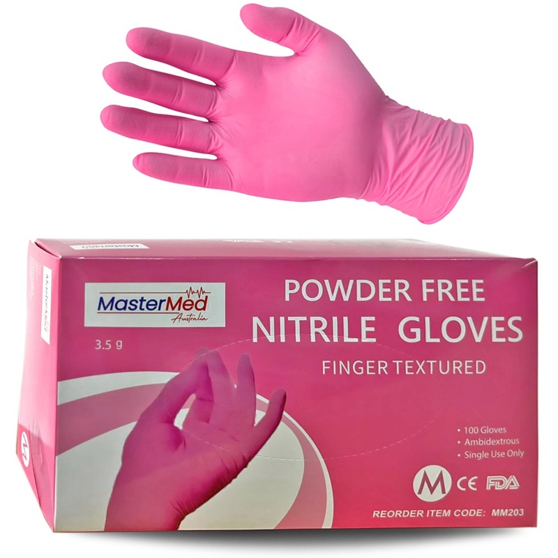 100pcs Small Mastermed Pink Nitrile Gloves Powder Free 3.5g, finger textured, Food Safe Unbranded Australia