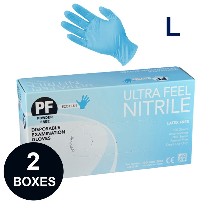 200pcs Ultra Fresh Blue Nitrile Exam Gloves Latex Free, Powder Free, Healthcare, Medical, Aged care, Beauty, Food - Large Size  Australia