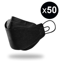 50pcs Inkmasters KF94 Classic Black Face Masks 4-Layer Filters Breathable Comfortable Adjustable Earloop