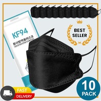 10pcs Inkmasters Premium Quality KF94 4-Layer Filters Black Face Masks With Comfortable Earloop