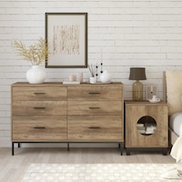 Bronx Chest of 6 Drawers + Pet Side Table