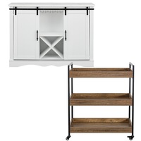 Jfefferson Sideboard Buffet Cabinet + Trolley 3 Tier Bar cart Bundle