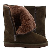 Waratah UGG Unisex Water Resistant Short Mid Zip Up Boot - Chocolate