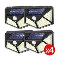 4-Pack 100 LED Solar Powered Motion Sensor Light Outdoor Security Lamp Garden Waterproof