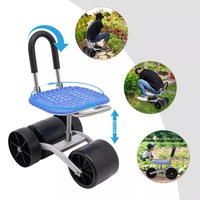 Height Adjustable 360° Rotate Gardening Seat Rolling Wheels Stool Kneeling Pad