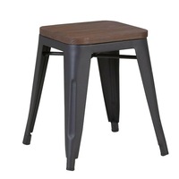 Cafe Pro Replica 45cm Dining Stool Kitchen Metal Wood Chair Seat Stools, Timber Seat
