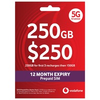 Vodafone 250 Prepaid SIM Card Starter Pack