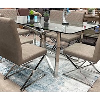 Carla Glass Dining Table with Chrome Base