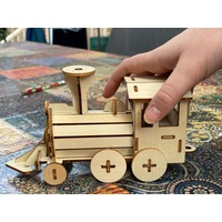 Model kit locomotive train Kids wood model toy with paint set-plywood DIY kit