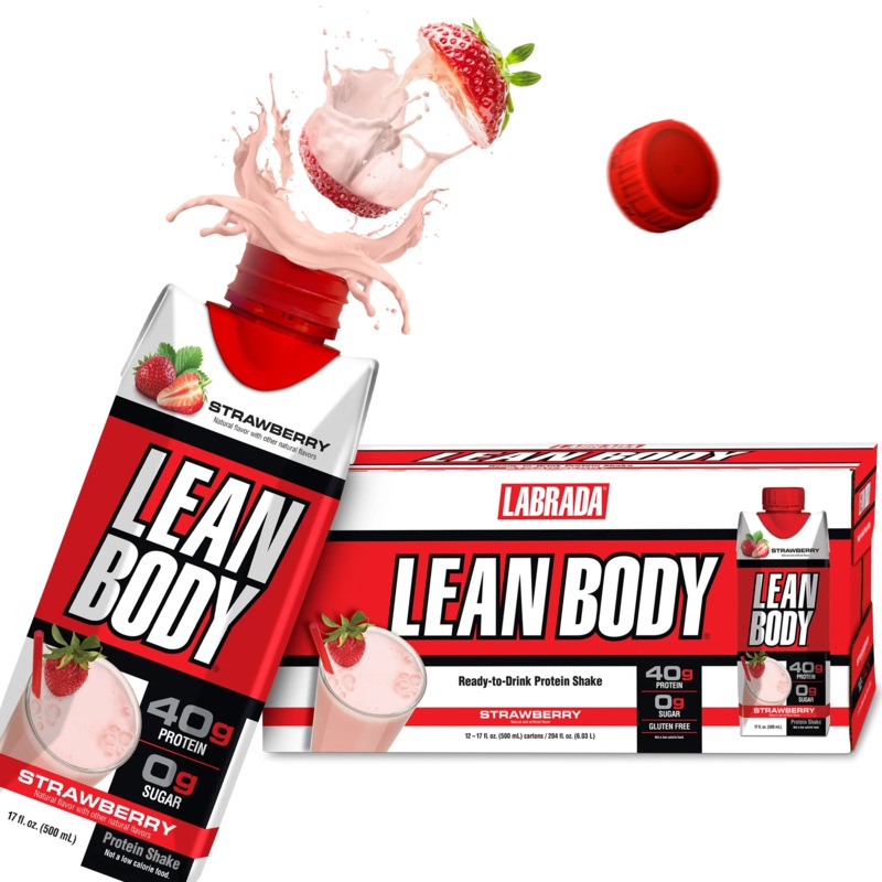 LEAN BODY PROTEIN SHAKE Ready-To-Drink 12 pack 500ml Strawberry Australia