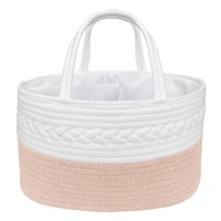 Living Textiles - 100% Cotton Rope Nappy Caddy - Small - Blush/White