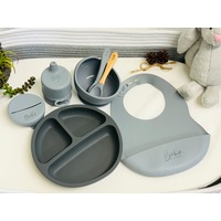 Boho Wild Child - 8 Powder Rose Piece Silicone Baby Feeding Bundle - 100% Baby Safe, BPA Free