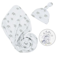 Living Textiles - Hello World Gift Set - Watercolour Elephant