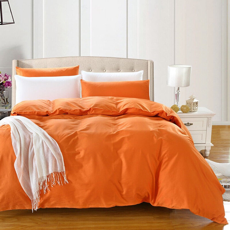 Orange 100% Cotton Quilt Cover Set-Queen/King