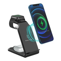 ZUSLAB 3 in 1 Wireless Charger Charging Station for Apple iPhone Series 14/13/12/11/XR/XS & Watch 7/6/5/SE/4/3 & AirPods Pro/3/2 - Black