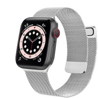 ZUSLAB Apple Watch Series 7 6 5 4 3 2 1 SE 2-Piece Style Steel Mesh Strap Band 38mm 40mm 41mm - Silver