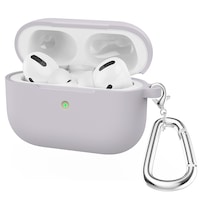 ZUSLAB AirPods Pro Case Silicone Skin Shockproof Full Protective Cover Supports Wireless Charging with Durable Carabiner for Apple - Purple